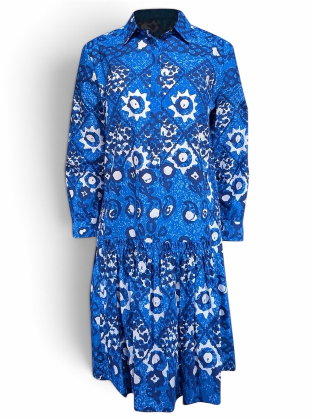 SALONI Blue Floral Tiered Ruffle Mini Dress, Size 4, EUC